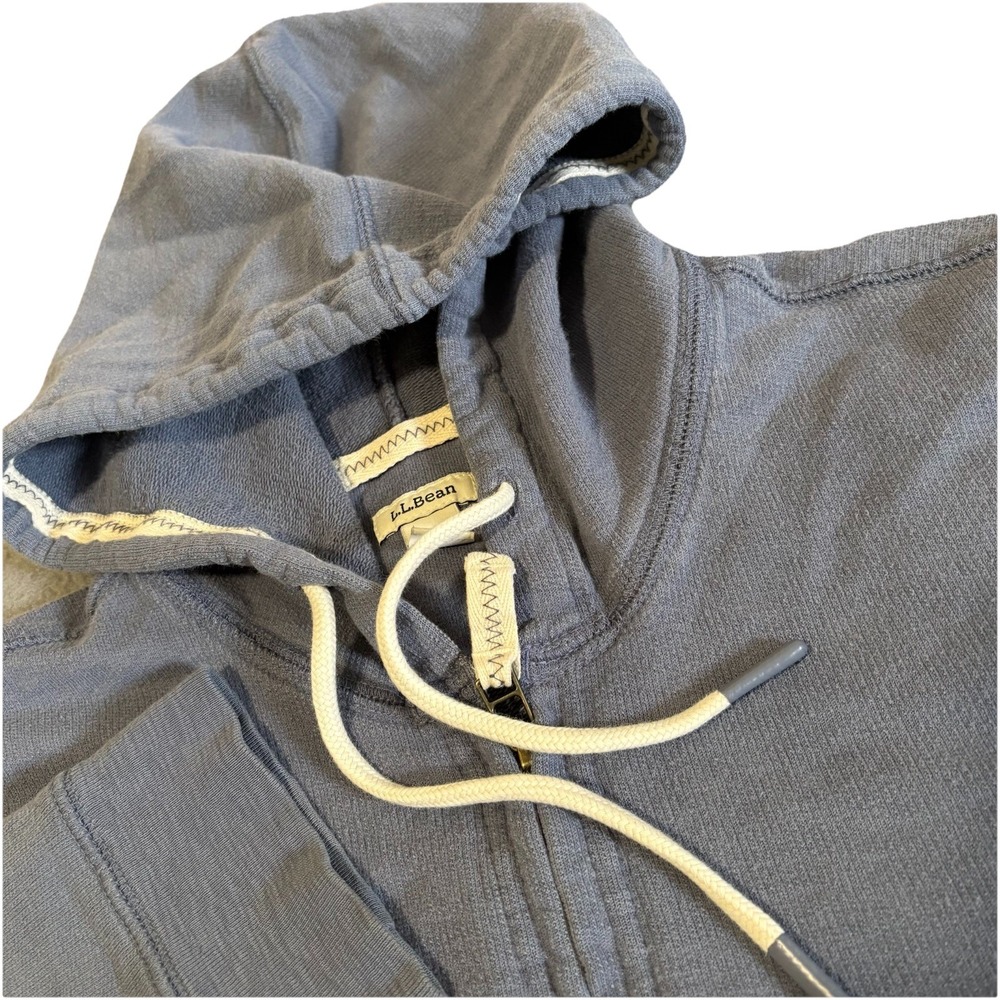 LL Bean Full Zip Hoodie Mens XL Blue Gray Organic Cotton 504211